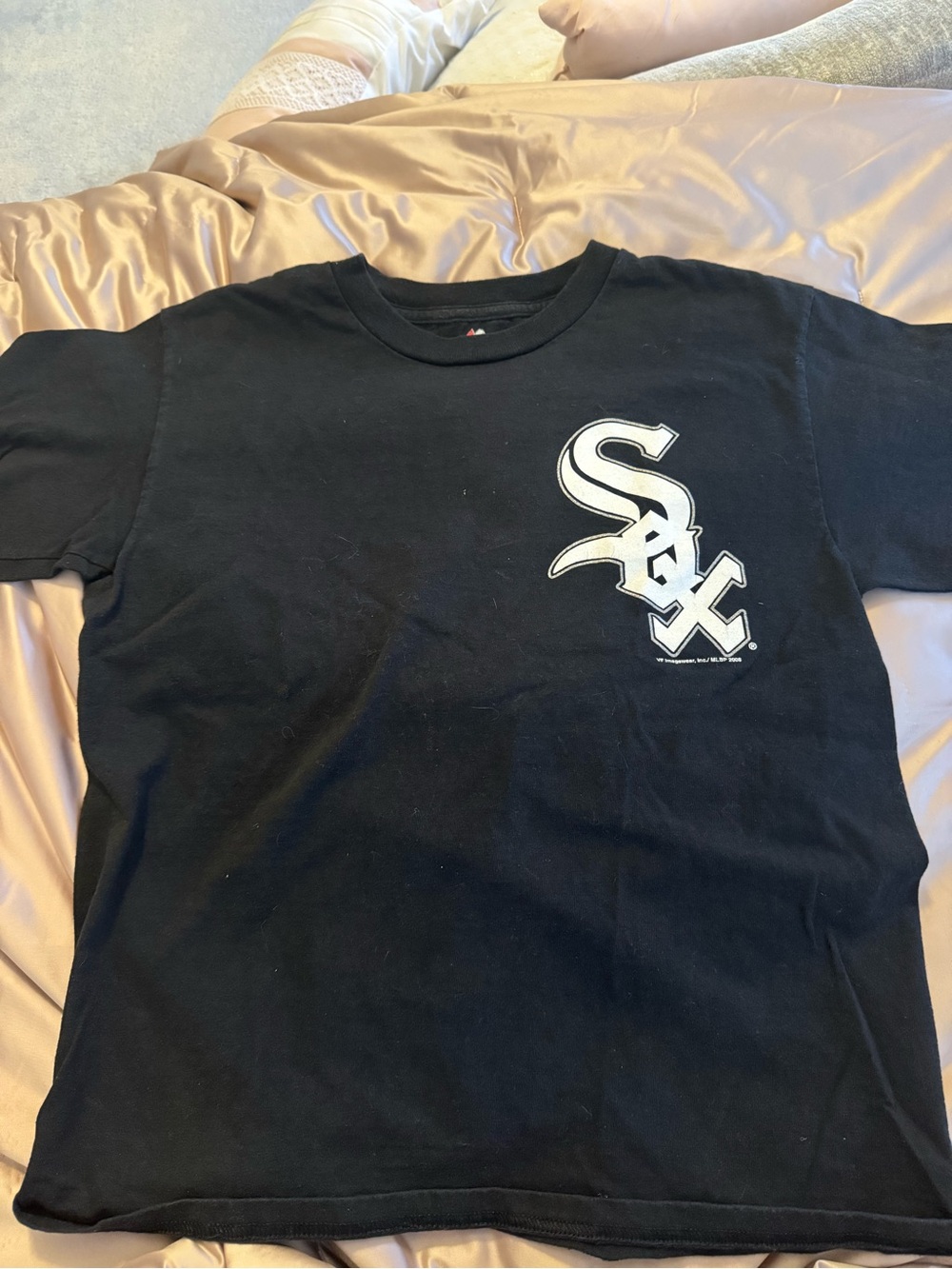 Majestic Chicago White Sox MLB Black Logo T-Shirt Boys Youth Large